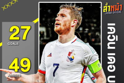 เดอ บรอยน์ ยิง 1 ฉลองติดทีมชาติ 100 นัด