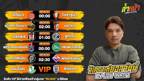 บอลวันนี้ วิเคราะห์บอลวันนี้ ทีเด็ดบอล บอลเต็ง บอลสเต็ป วันพุธที่ 28 สิงหาคม พ.ศ.2567 ล้ำหน้า