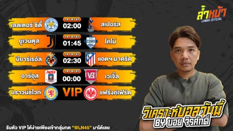 บอลวันนี้ วิเคราะห์บอลวันนี้ ทีเด็ดบอล บอลเต็ง บอลสเต็ป วันจันทร์ที่ 19 สิงหาคม พ.ศ.2567 ล้ำหน้า