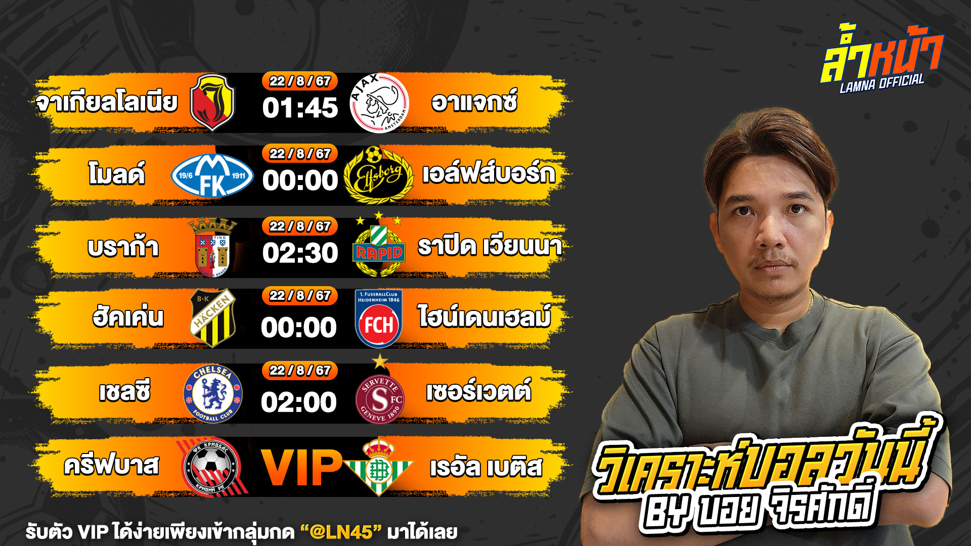 บอลวันนี้ ล้ำหน้า วิเคราะห์บอลวันนี้ ทีเด็ดบอล บอลเต็ง บอลสเต็ป วันพฤหัสบดีที่ 22 สิงหาคม พ.ศ.2567