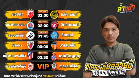 บอลวันนี้ วิเคราะห์บอลวันนี้ ทีเด็ดบอล บอลเต็ง บอลสเต็ป วันพุธที่ 28 สิงหาคม พ.ศ.2567 ล้ำหน้า