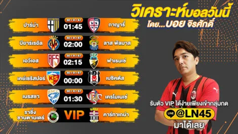 บอลวันนี้ วิเคราะห์บอลวันนี้ ทีเด็ดบอล บอลเต็ง บอลสเต็ป วันจันทร์ที่ 30 กันยายน พ.ศ.2567 ล้ำหน้า