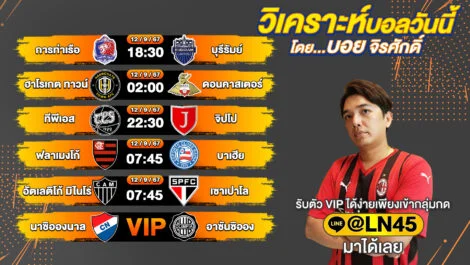 บอลวันนี้ วิเคราะห์บอลวันนี้ ทีเด็ดบอล บอลเต็ง บอลสเต็ป วันพฤหัสบดีที่ 12 กันยายน พ.ศ.2567 ล้ำหน้า