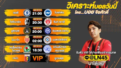 บอลวันนี้ วิเคราะห์บอลวันนี้ ทีเด็ดบอล บอลเต็ง บอลสเต็ป วันเสาร์ที่ 28 กันยายน พ.ศ.2567 ล้ำหน้า