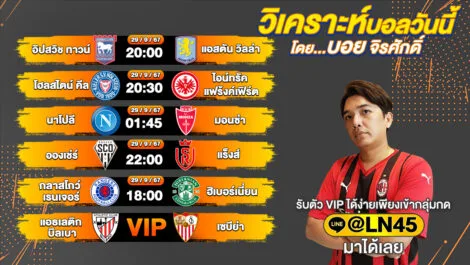 บอลวันนี้ วิเคราะห์บอลวันนี้ ทีเด็ดบอล บอลเต็ง บอลสเต็ป วันอาทิตย์ที่ 29 กันยายน พ.ศ.2567 ล้ำหน้า