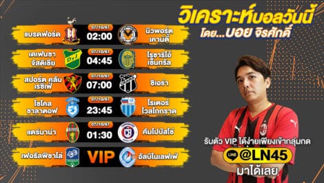 วิเคราะห์บอลวันนี้ ทีเด็ดบอลวันนี้ บอลเต็ง บอลสเต็ป วันจันทร์ที่ 7 ตุลาคม พ.ศ.2567 ล้ำหน้า