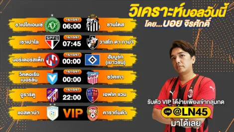 วิเคราะห์บอลวันนี้ ทีเด็ดบอลวันนี้ บอลเต็ง บอลสเต็ป วันพุธที่ 16 ตุลาคม พ.ศ.2567 ล้ำหน้า